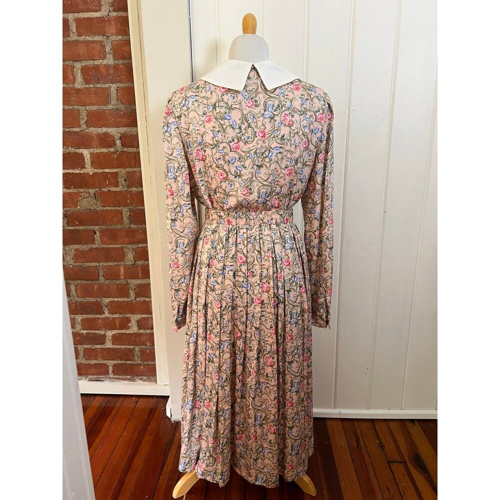 Vintage 90s Susan Bristol Floral Rayon Matching Skirt Blouse Set Pink USA 8 - Picture 6 of 13